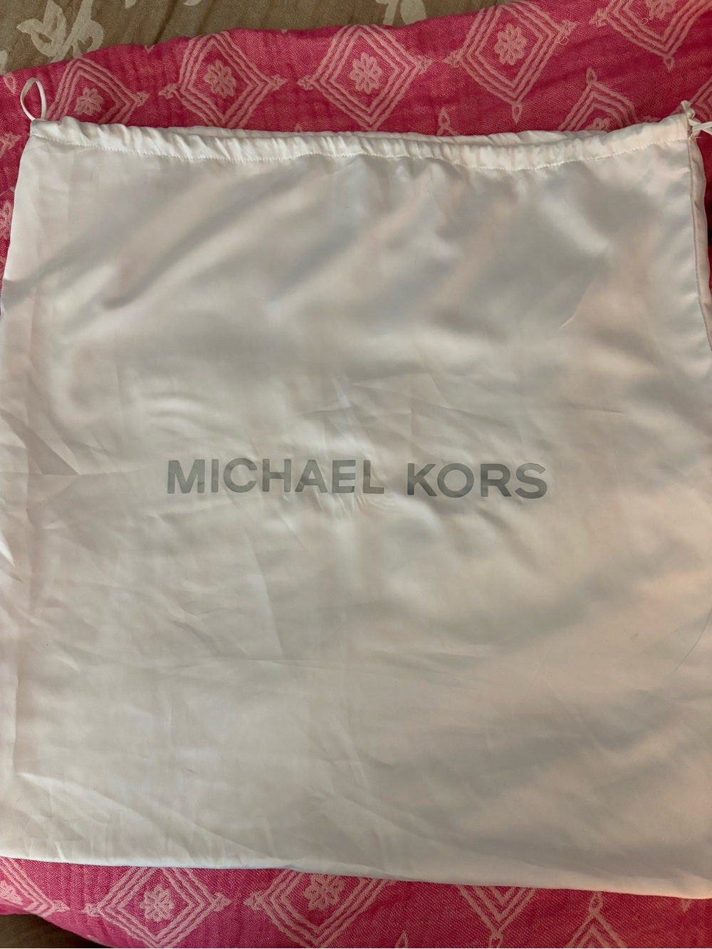 Michael Kors White Drawstring Logo Silky Dust Bag